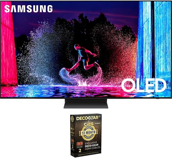 Samsung QN42S90DA 42 Inch OLED 4K Smart TV 2024 Bundle with Deco Gear 2X 4K HDMI 2.0 Cable with Pure Copper Conductors & CPS Exclusive 12 Month Protection Pack Bundle (BEACH-CPS-261500)