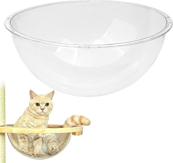 11.8" Acrylic Dome Clear Plastic Pet Cat Bubble Window Capsule Space Cover, Transparent Furniture Replacement for Nest Bed Hammock Catching Tree Shelves Window Perch Accessories, Cat Tree Not Included