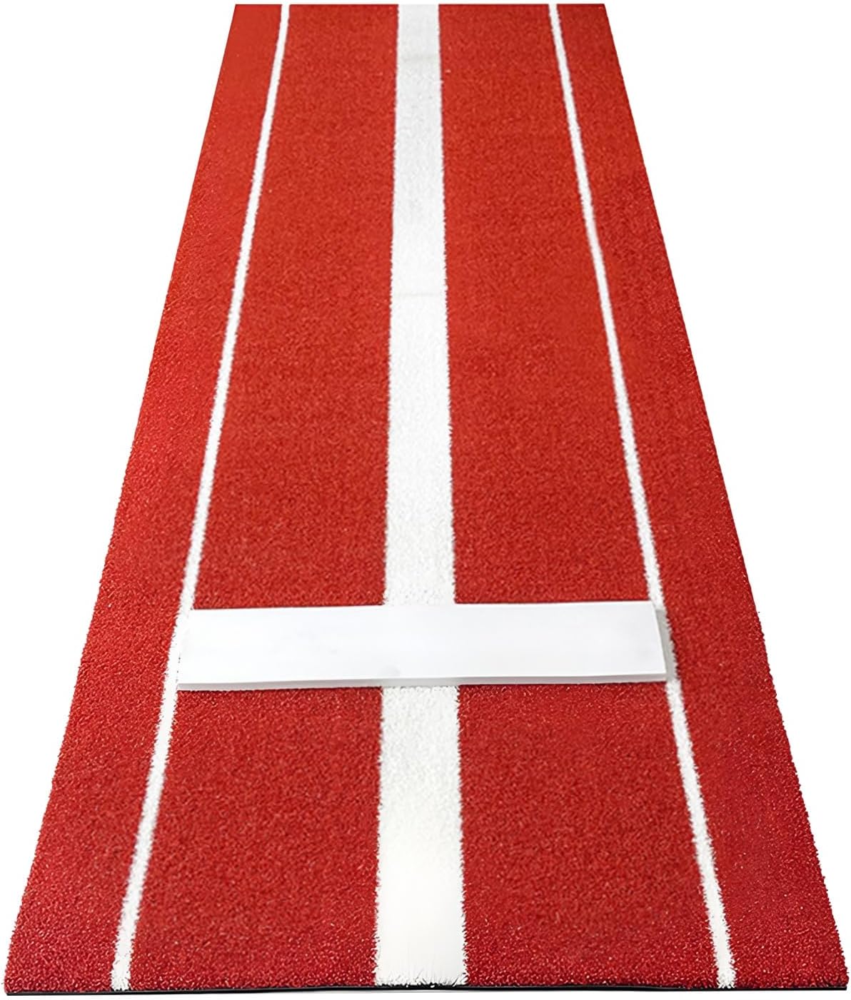 Grebest Softball Pitching Mat, 10 x 3 Softball Pitching Mound with Rubber, Non-Slip Backing & Artificial Turf, Portable Practice Mat Artificial Grass Pitching Mat for Indoor & Outdoor Red White