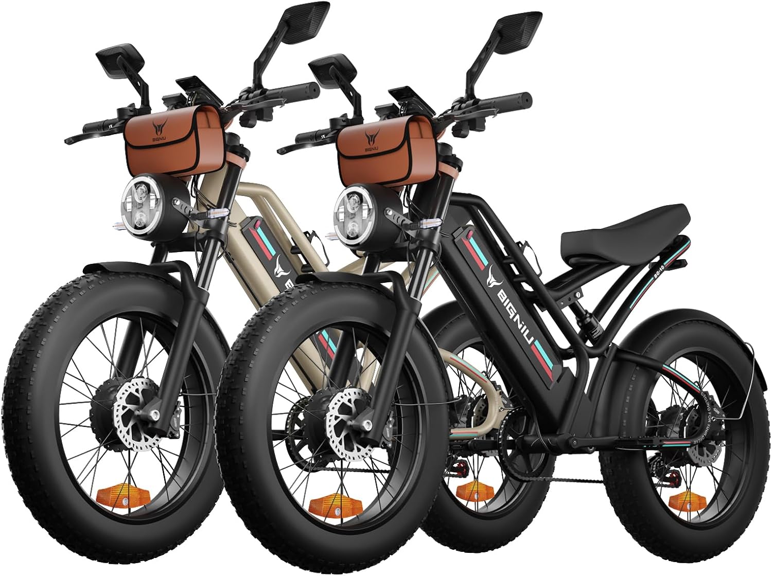 BIGNIU Electric Bike,2000W Dual Brushless Motor, 48V22.4Ah Removeable Battery Ebike,FrontRear Turn Signal,Rearview Mirror and 7 Gear Electric Bicycle