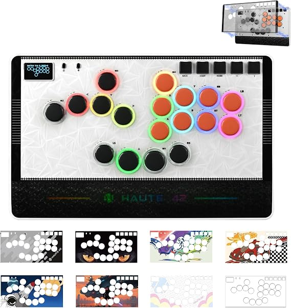 Haute42 Leverless Controller Arcade Stick: Haute42 C-AT White Leverless Arcade Stick Street Fight for PC/PS3/PS4/Switch Game,Arcade Controller with Cable Security Clasp & TURBO Support Hot Swap & SOCD