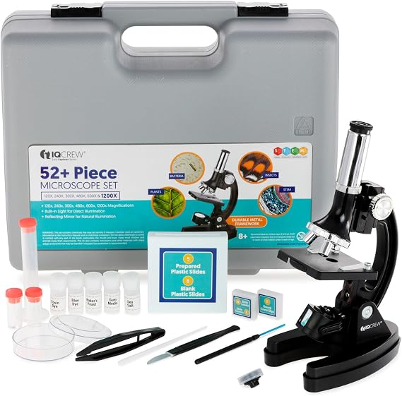AmScope M30-ABS-KT2 52-Piece STEM Microscope Kit for Kids, Black