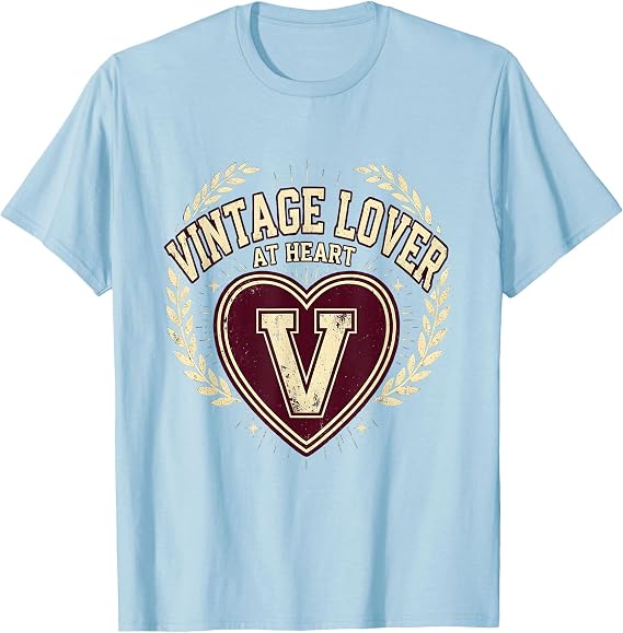 Vintage Lover At Heart Womens Retro Design T-Shirt