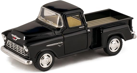 KiNSMART 1955 Chevrolet Stepside Pickup Truck 5 Inch 1:32 Scale Die Cast Metal Little Truck (Black)