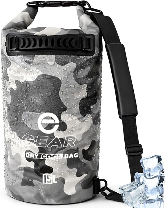 Enthusiast Gear Floating Cooler Bag Roll Top Insulated Dry Backpack Leak Proof, Collapsible, Waterproof Cooler with Padded Shoulder Strap - Perfect for Kayaking Fishing Beach Hiking -15L