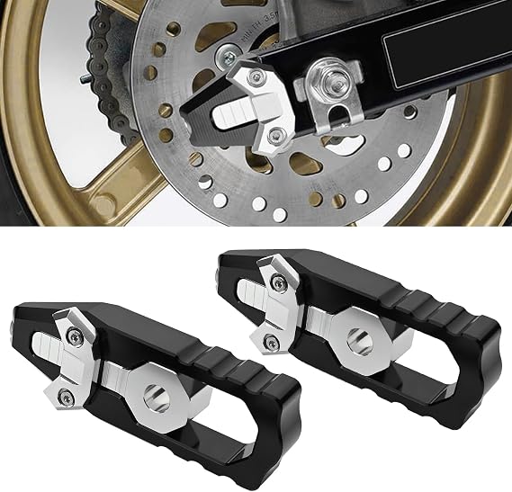 Canitu 2Pcs Black Swingarm Tensioner Axle Adjusters, Billet Aluminum Motorcycle Rear Axle Chain Spool Mods Chain Adjusters Adjusting Tool for Honda Grom 125 2014-2021