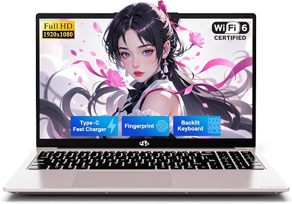 NIMO 15.6" IPS FHD-Student-Laptop, 4GB RAM 128GB SSD Intel N150(Beat to i3-10110U, 4 Cores Up to 3.6GHz) Computer with 65W Type-C, Fingerprint, Backlit Keyboard, Wi-Fi 6, BT5.2,