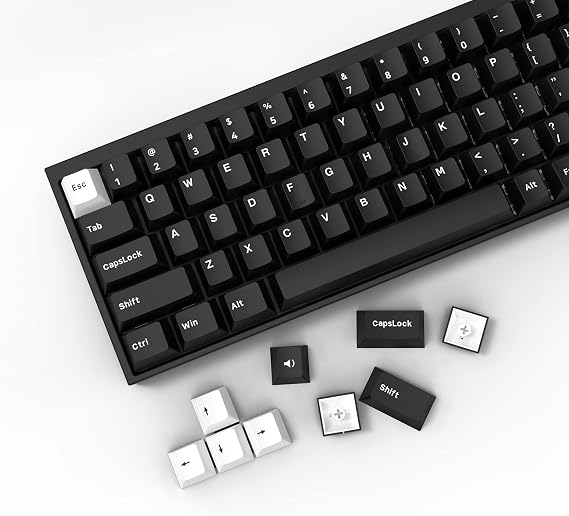 Double Shot PBT Keycaps 168 Keys Cherry White/Black | Minimalist style. Compatible with Cherry Gateron MX Switches