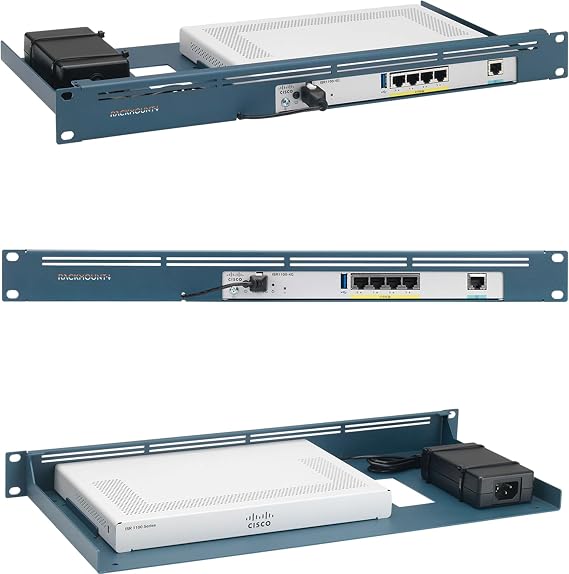 Rackmount.IT RM-CI-T11 Rack Mount Kit for Cisco ISR 1100, ISR 1100X, C926, and C927 Series 1U, 19" Rackmount, Front-Facing Ports, Fixed Power Supply Cisco Metallic Blue