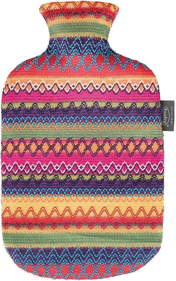 Fashy Hot Water Bottle with Cover Peru-Design Pink/ Brown 2 L