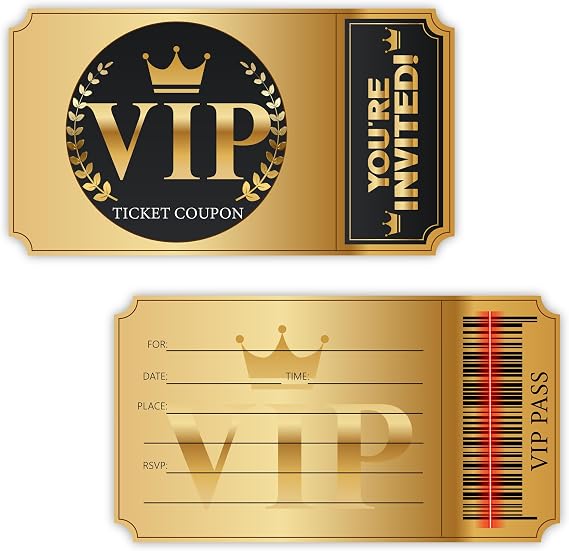 Double-Sided Design Birthday Party VIP Invitations, Movie VIP Party Invitation Cards, Movie Night Party Invitation Cards, Set of 30 with Envelopes