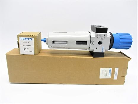 Festo Lfr-3/8-d-midi (159582), 1-16 Bar, 3100 L/min Flow, 40 Microns Filtration, 43 Ml Max. Volume, Die-cast Zinc Housing, Filter Regulator, G3/8 Pneumatic Connections, Manually Rotating Drain, Midi S