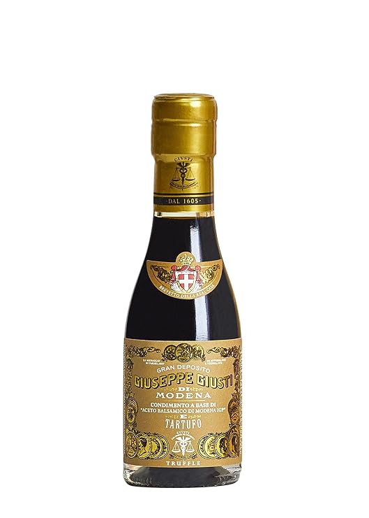 Giusti Truffle Balsamic Vinegar-Based Condiment from Modena Italy Made with Premium Italian Aceto Balsamico with Natural Truffle Infusion for Marinades & Drizzling 3.38 fl oz (100 ml) - Pack of 1