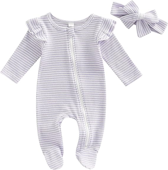 Newborn Baby Boy Girl Zipper Footies Sleep and Play Pjs Cotton One-Piece Romper Jumpsuit Pajamas Unisex Sleepers