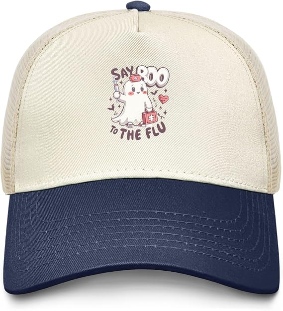 Say Boo to The Flu Trucker Hat Erkekler Komik Örgü Beyzbol Şapkası Yaz için