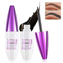 DAGEDA 2 Colors Tattoo Eyebrow Gel Easy Peel Off, Tinted Eyebrow Gel, Long Lasting Waterproof Transfer-proof (Dark Brown + Black)