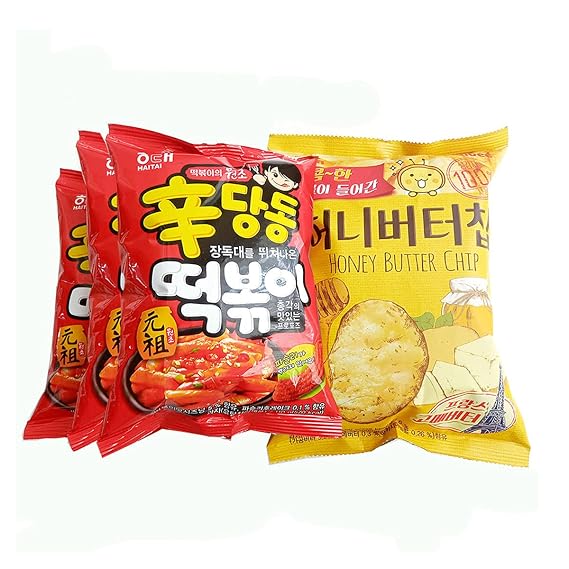 Honey Butter Chip New Korea Potato Snack 60gX1 1pcs Sindangdong Tteokbokki110gX2