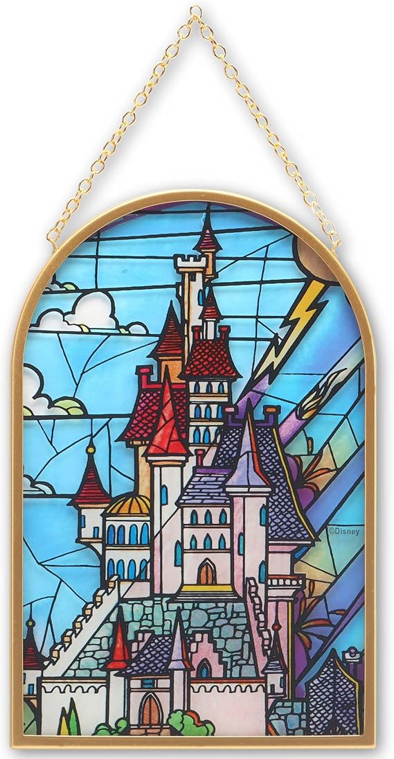 Disney Beauty and the Beast Castle Hanging Glass Wall Decor