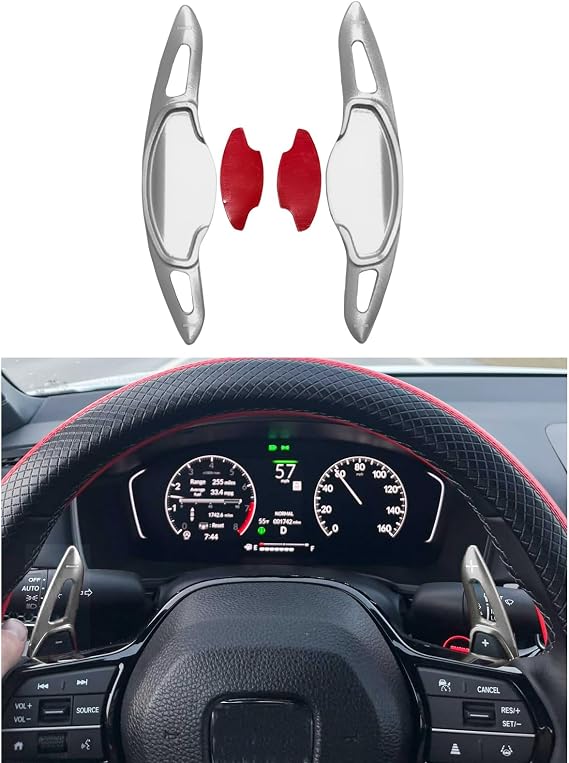 2pcs Aluminum Steering Wheel Paddle Shifter Extended Shifter for Honda Civic 2022 2023 2024,for Honda Accord 2023 2024,for CRV 2023 2024,for Pilot 2023 2024 (Silver)