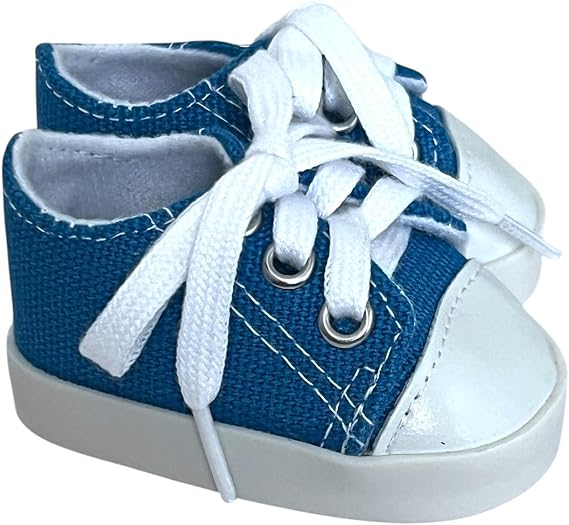 MBD Sky Blue Doll Sneakers Fully Lined & Weighted Lace-Up Shoes for 18 Inch Dolls, Supportive Sole for Posing, Fits Kennedy & Friends and Other 18 Fashion Dolls