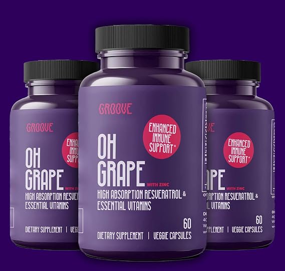 Oh Grape Resveratrol Supplement 525mg (60 Capsules) | Supports Cognitive Function, Heart Health & Immune System | Powered with Zinc, Magnesium & Other Essential Nutrients