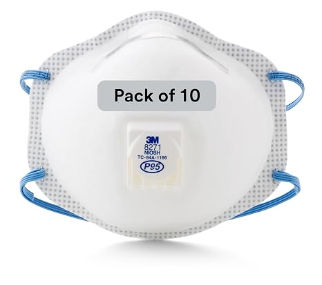 3M Particulate Disposable Respirator 8271, P95, Pack of 10, NIOSH APPROVED