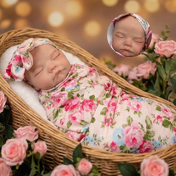 Abenduot 10Inch Full Body Silicone Baby Doll Handmade Painted Realistic Reborn Baby Girl Dolls That Look Real Babies | Realistic Flexible Newborn Baby Dolls that Look Real Sleeping Baby Doll Kids Birthday Gift ASTM F963 and EN71 certified