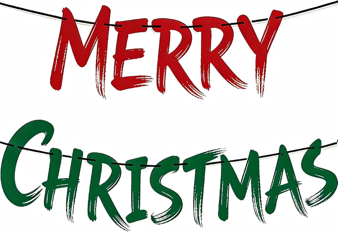 HOMEZZO Christmas Party Decorations, 3PCS Merry Christmas Banner, Holiday Garland with Stockings Decor for Winter Xmas Party Supplies