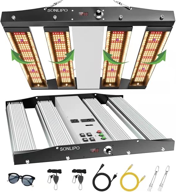 Sonlipo SPC2500 LED Grow Light 250W, 4x4 ft Coverage with 1220 LEDs Sunlike Full Spectrum with UV & IR, Dimmable Daisy Chain Timer Veg & Bloom Grow Lamp Hydroponic Indoor Plants Seeding Flower