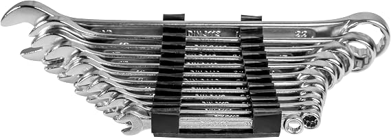 Brüder Mannesmann Wrench set, 12-piece, DIN 3113, chrome vanadium steel, 6-22 mm | M19652