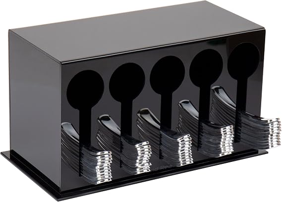 Mind Reader Utensil Dispenser, Silverware Organizer, Plastic Fork and Spoon Dispenser, Kitchen, 11"L x 5.75"W x 6"H, Black