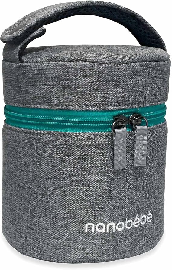 Nanobebe Breastmilk Baby Bottle Cooler & Travel Bag with Ice Pack Grey