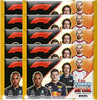 2021 Topps F1 Turbo Attax Cards - 10-Pack Set 10 Cards per Pack Total of 100 Cards