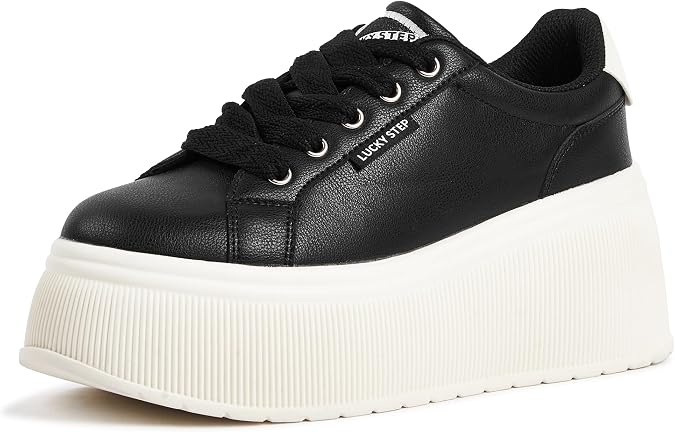 LUCKY STEP Women's Platform Wedge Canvas Sneakers