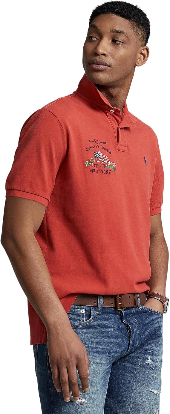 POLO RALPH LAUREN Men's Classic Fit Flag Mesh Polo Shirt