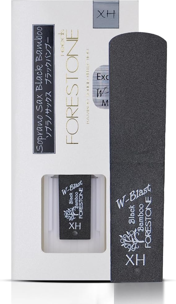 Forestone Black Bamboo W-Blast Synthetic Soprano Saxophone Reed with Bamboo Fiber and Carbon Blend, French Filed Cut with Dark, Classical Sound Profile - Long-Lasting - Made in Japan Extra Hard (XH)