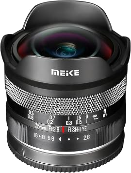 Meike 7.5mm f2.8 Ultra Wide Angle Manual Focus Diagonal Fisheye APS-C Lens for Sony E Mount Mirrorless Cameras A6400 A5000 A5100 A6000 A6100 A6300 A6500 A6600 A6700 ZV-E10