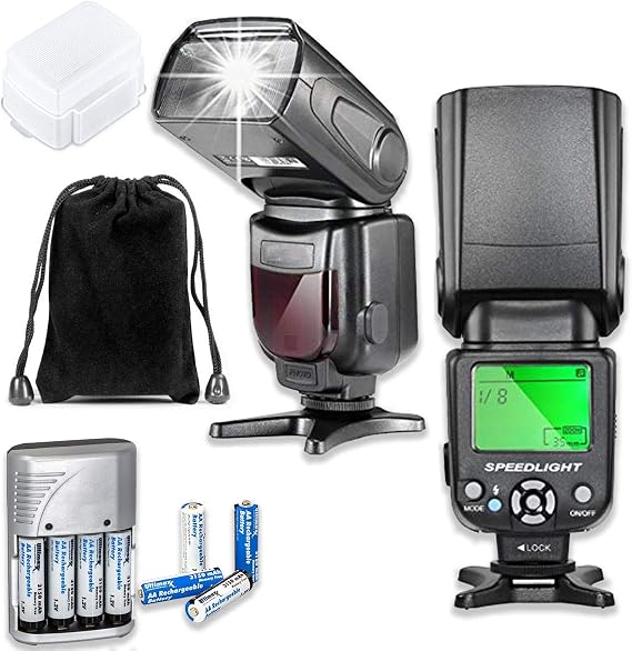 Fully Dedicated Automatic TTL Flash for Nikon D5, D4S, DF, D4, D850, D810, D800, D850, D750, D700, D610, D500, D300, D90, D7200, D7500, D7100, D5600, D5500, D5300, D5200, D3400 DSLR Cameras