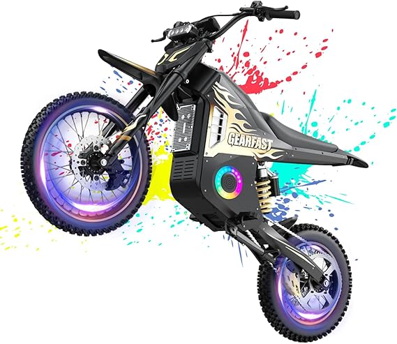 Electric Dirt Bike for Teens Adults, 3500W Peak Electric Motorcycle, 48V 23.4Ah, 40MPH & 60 Mile Ebike, Dual Hydraulic Brakes, Full Suspension, 14"/12" Off-Road Tire All-terrain E-Bike (Black&Gold)