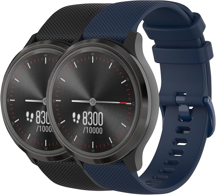 Nacorulu for Garmin Forerunner 55 Band, 20mm Replacement Bands for Galaxy Watch 5/5 Pro Galaxy Watch 4 Vivoactive 3 Vivoactive 5 Forerunner 245 (2Pack)