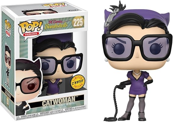 Funko Catwoman (Chase Edition): DC Bombshells x POP! Heroes Vinyl Figure & 1 POP! Compatible PET Plastic Graphical Protector Bundle [#225 / 22893 - B]