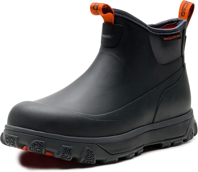 Grundens Men's Deviation 6 Inch Ankle Boot | Commercial-grade waterproof deck boots with shock-resistant sole and non-marking grip for saltwater fishing durability