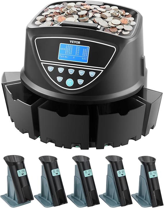 VEVOR Upgraded Coin Counter, Coin Sorter and Wrapper Machine with Handle