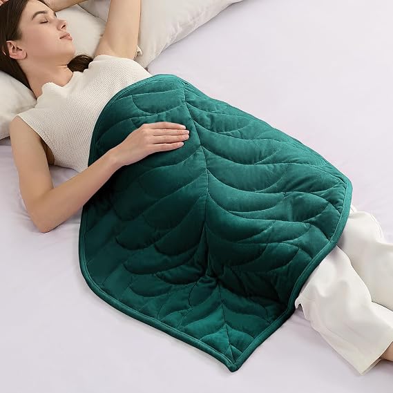 Kaisa Weighted Lap Blanket for Adults, 3 lbs, 23"x29", Leaf Pattern, Green