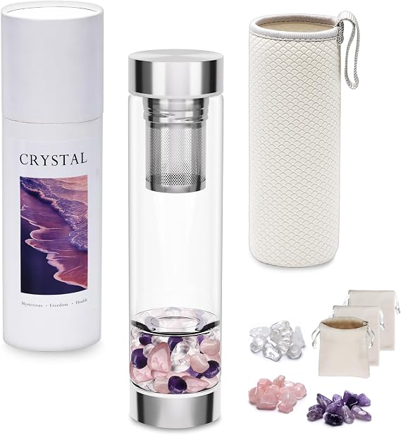 500ml Crystal Water Bottle,Leak‑Proof,Removable Strainer