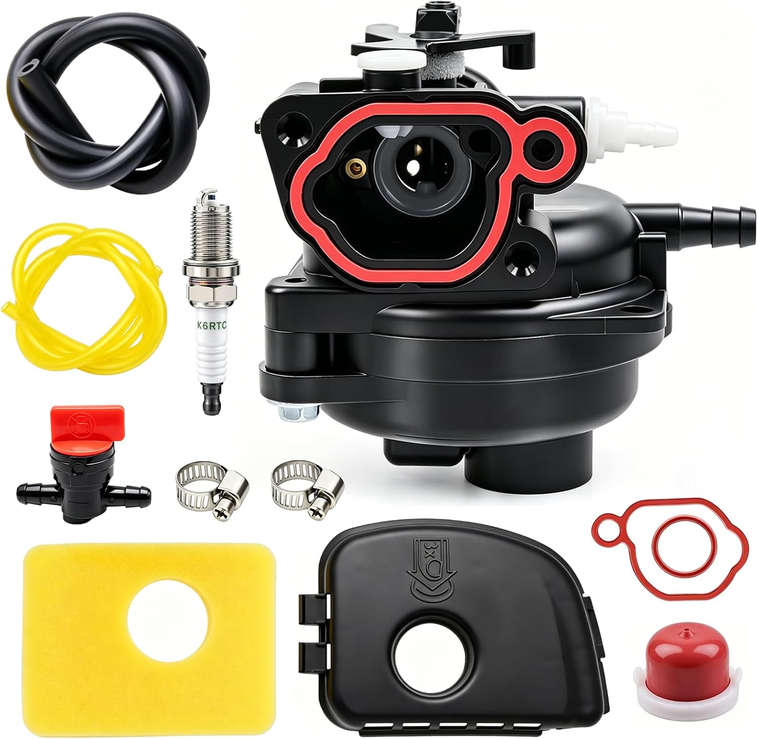 799583 593261 Carburetor Kits with 799579 Foam Filter 595660 Cover for B&S 300E 450E 500E 550E 125cc 140cc 08P502 8P502 09P602 09P702 Engines Lain LaLamower
