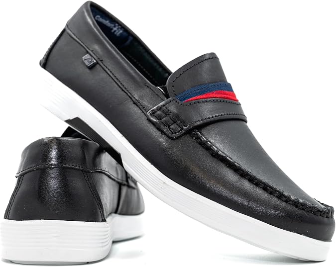 PEGADA Men's Genuine Leather Casual Loafers, Memory Foam Insole, Modern Pull-On Style, Model 142303, Low-Top Comfort Shoes