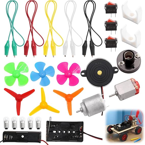 26Pcs Electric Circuit Kits Science Learning Making Motor Kits for Student DIY STEM Science Lab Experiment Project