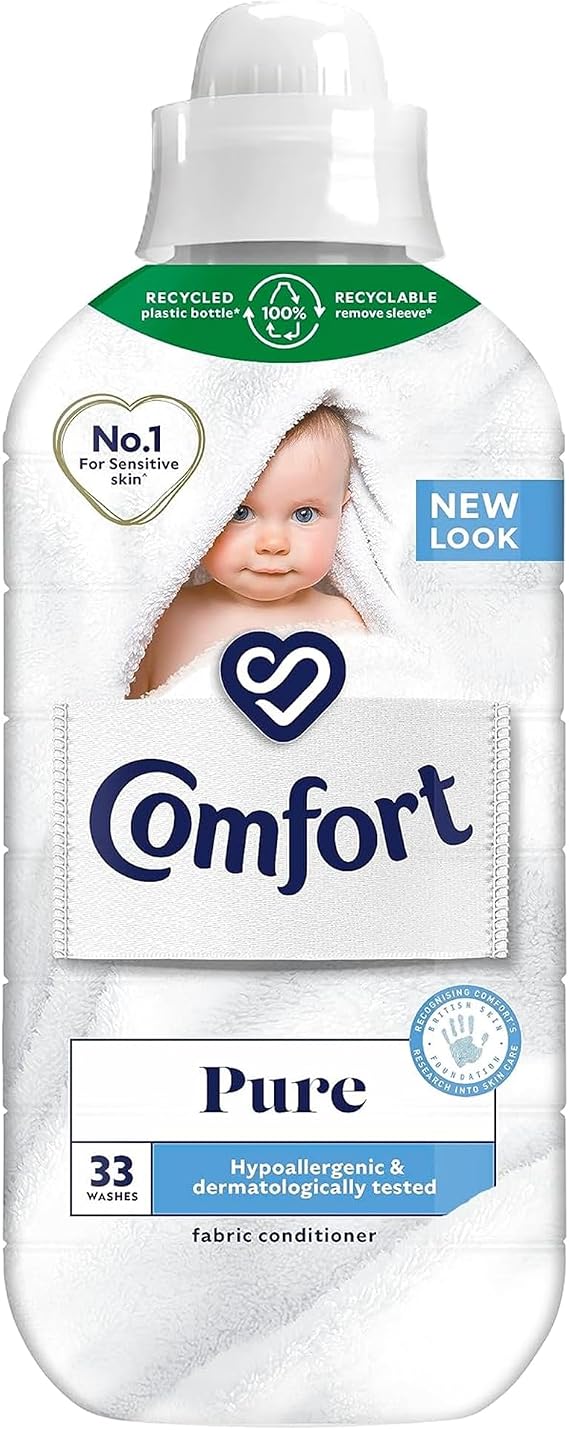 Comfort Pure Fabric Conditioner, Hypoallergenic and Dermatologically Tested, 990ml (33 Washes)