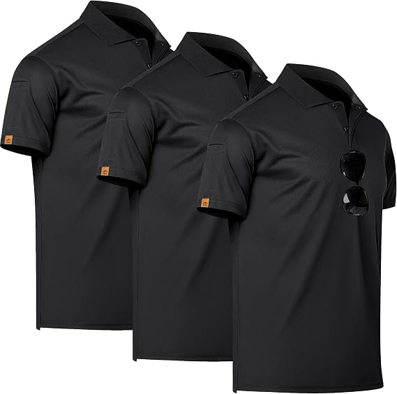 TEZO Polo Shirts for Men Golf Short Sleeve Moisture Wicking Tactical Shirt | 3 Pack Work Dry Fit Performance T-Shirt,Athletic Plain Top,Fitness Clothing,Collared Casual Tennis Pique